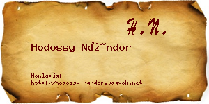 Hodossy Nándor névjegykártya